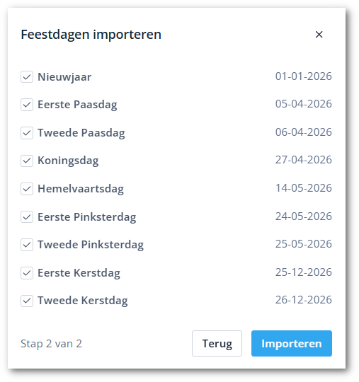 National holiday import step 2 NL-shdw