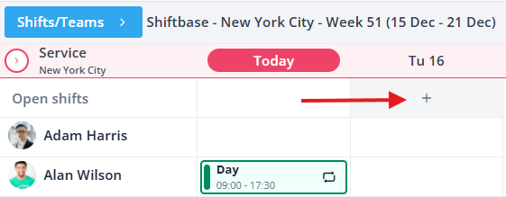 New open shift from schedule EN