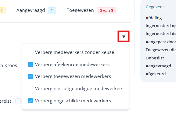 Open shift filter NL