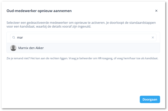 Rehire former employee modal NL-shdw