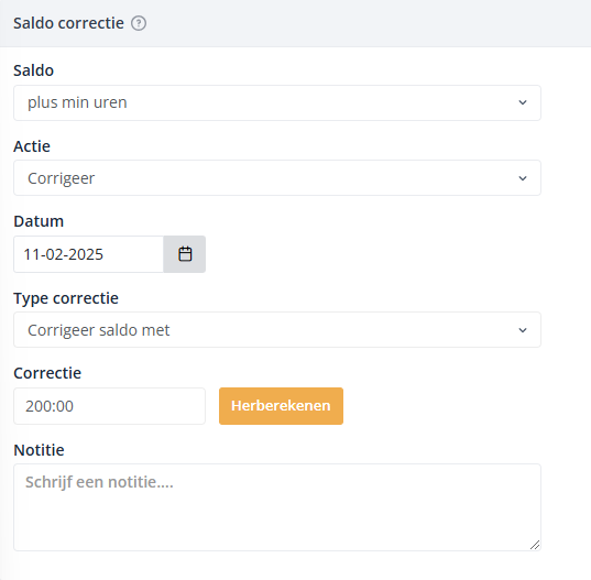 Saldo correctie plusmin