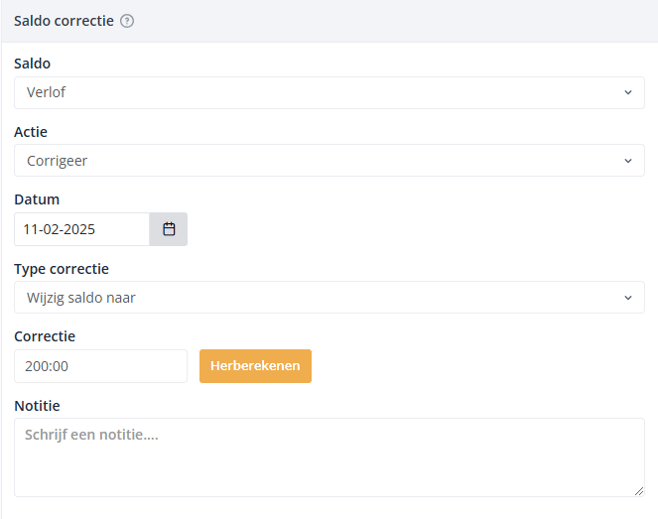 Saldo correctie