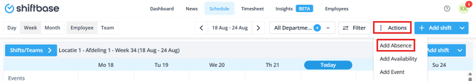 Schedule add absence