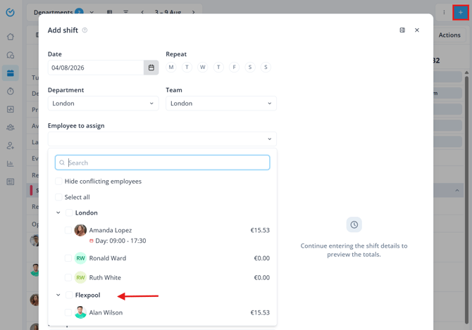 Scheduling a flexpool employee EN
