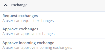 Shift exchange permissions