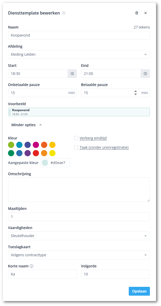 Shift template NL-shdw