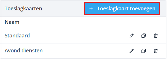 Surcharge add rate card NL