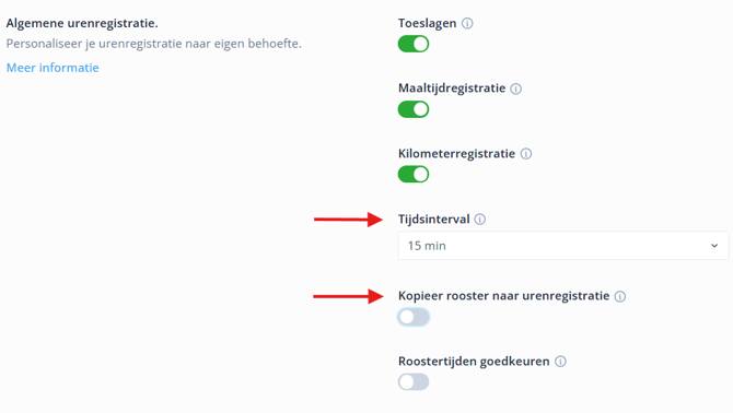 Timesheet general settings clocking NL