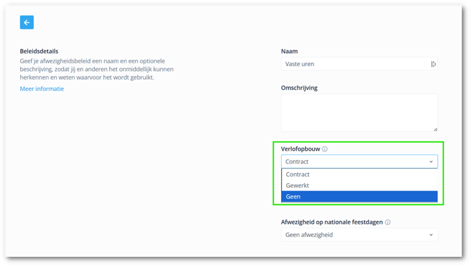 Verlofopbouw afwezigheidsbeleid