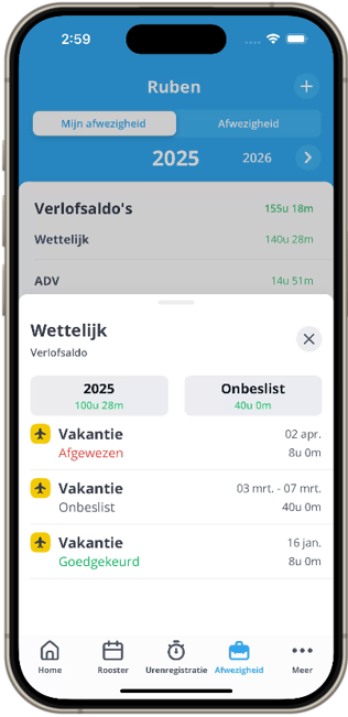 Verlofsaldo bekijken mobile