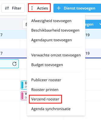 Verstuur rooster